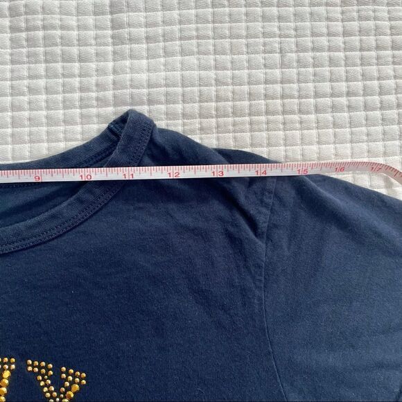 GFS CoEd large navy blue NAVY t shirt gold sparkle - Picture 3 of 7